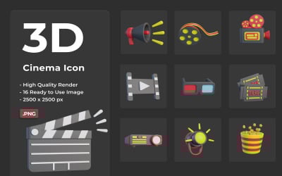 3D Mozi Ikonkészlet Tervezés