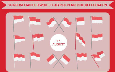 14 Célébration de l&amp;#39;indépendance du drapeau rouge et blanc indonésien