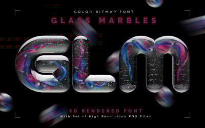 Biglie di vetro: carattere bitmap a colori