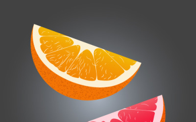 Orange and grapefruit slices with textured skin