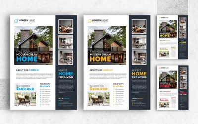 Real Estate Flyer Template, Minimalist Modern Creative Real Estate Flyer Leaflet or Poster Design