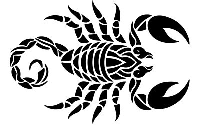 Skorpion-Tattoo-Bild, das eine stilisierte Trib darstellt