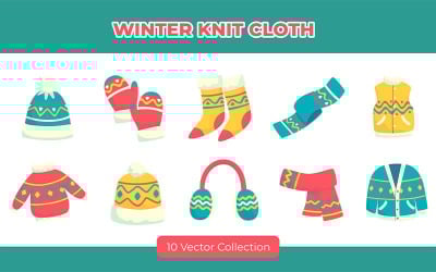 Winter Knit Cloth Vector Set Collection