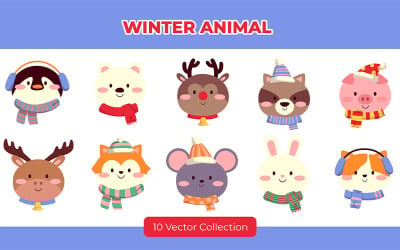 Winter Tier Vektor Set Sammlung