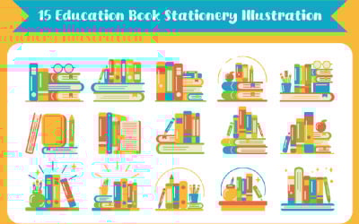 15 Education Book Stationery Illustration