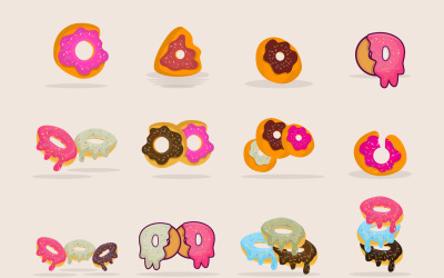 Пончик Иллюстрации Вектор Мультяшном Стиле Food DesignV1