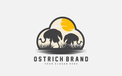Straußen-Logo-Design Wüstentierwald V11