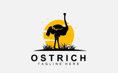 Straußen-Logo-Design Wüstentierwald V2
