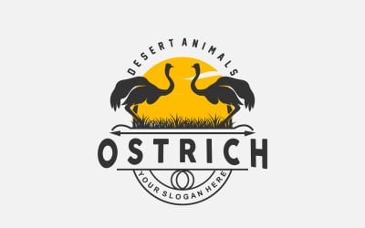 Straußen-Logo-Design Wüstentierwald V6