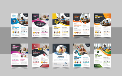 Flyer zur Schulzulassung für Kinder oder Designpaket mit Flyer-Vorlagen zur Schulzulassung