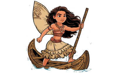 vector de dibujos animados de moana, arte de ilustración