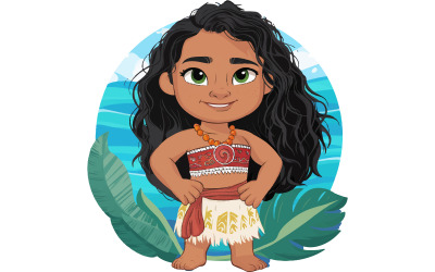vector de dibujos animados moana, ilustración