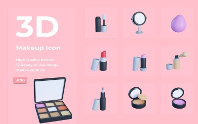 Conception de jeu d&amp;#39;icônes de maquillage 3D