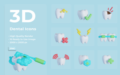 3D Dental Ikonuppsättning Design