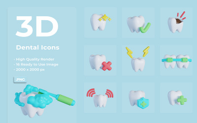 3D Стоматологічна Icon Set Design