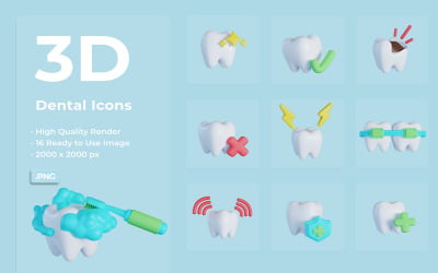 Progettazione di set di icone dentali 3D