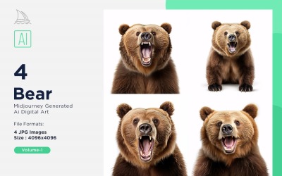 Bear funny Animal head peeking on white background Set