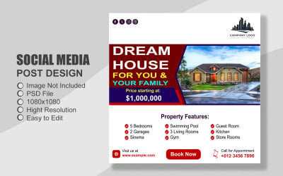 Real Estate Social Media Post Template in PSD - 088