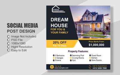 Real Estate Social Media Post Template in PSD - 091