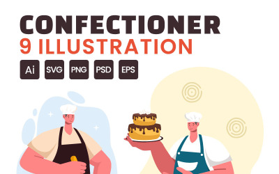 9 konditor vektorillustration