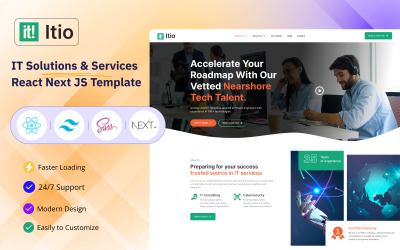 Itio - Modello CSS di soluzioni e servizi IT React Tailwind