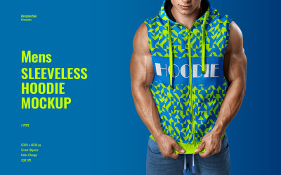 Mockup di felpa con cappuccio senza maniche da uomo