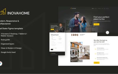 InovaHome - Szablon Figma dotyczący nieruchomości i budownictwa