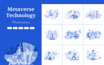 M490_ Pacote de ilustração de tecnologia metaverso 1