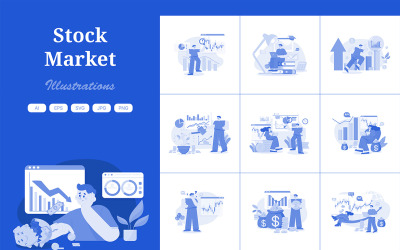 M493_ Paquete de ilustraciones del mercado de valores 1