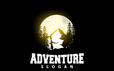 Modello di design minimalista con logo di paesaggio naturale di montagnaV15