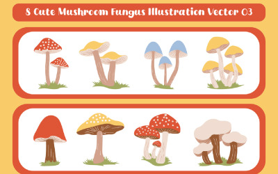8 söt svampsvamp Illustration vektor 03