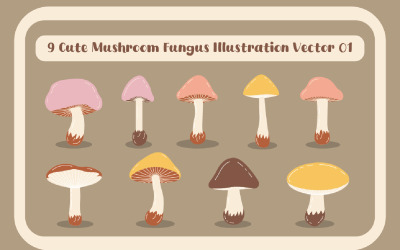 9 lindo hongo hongo ilustración vector 01