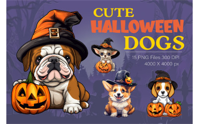 Cute Halloween dogs. TShirt Sticker.