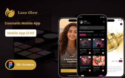 Luxe Glow-Cosmetic mobilalkalmazás Figma sablon