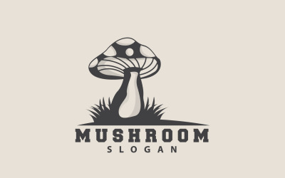 Mantar Logosu Retro Minimalist Tasarım Gıda VectorV11