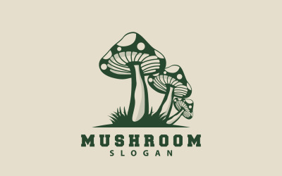 Mantar Logosu Retro Minimalist Tasarım Gıda VectorV23