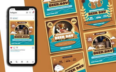 Internationale Bierdag Instagram-postsjabloon 1