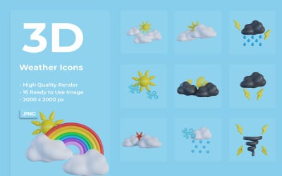 3D Počasí Icon Set Design