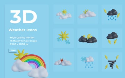 3D Weather Icon Set Design