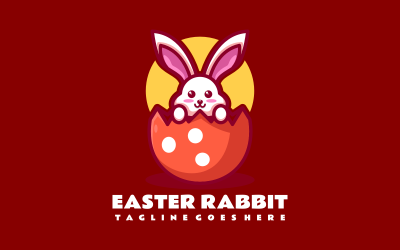 Logo de dessin animé de mascotte de lapin de Pâques