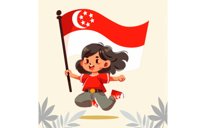 Ręcznie rysowane ilustracja Święto Narodowe Singapuru