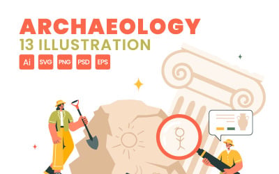 13 Illustrazione vettoriale di archeologia