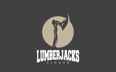Axe Logo Outil de coupe de bois Silhouette LumberjackV20