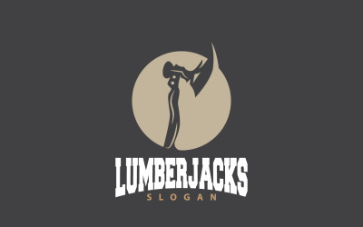 斧头标志木材切割工具剪影LumberjackV20