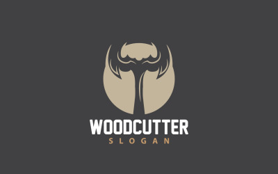 Silueta de herramienta de corte de madera con logotipo de hacha LumberjackV22