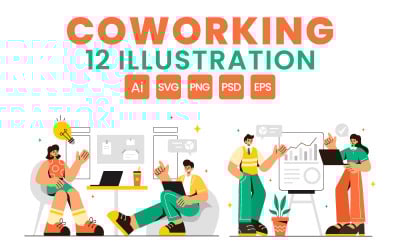 12 Coworking Business Illustration