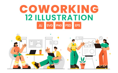 12 Coworking-Geschäftsillustrationen