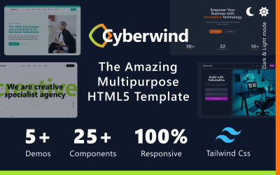 Cyberwind - Tailwind CSS Multipurpose App, Landing, IT Solutions and Business Website HTML5 Template
