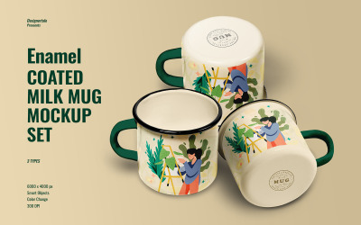 Enamel Coated Milk Mug Mockup Set
