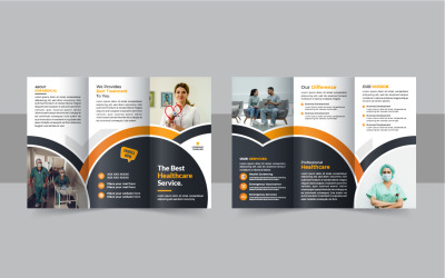 Gezondheidszorg of medische driebladige brochure of zakelijke driebladige brochure ontwerpsjabloon